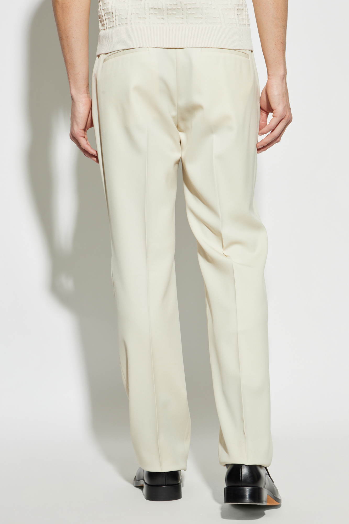 Cream Wool trousers with crease Fendi - Vitkac AS